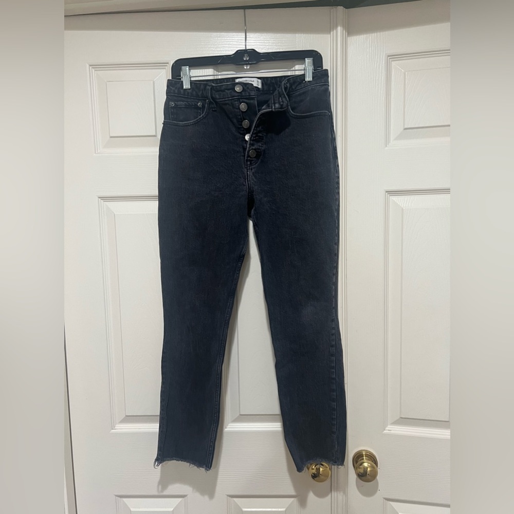 Abercrombie & Fitch the skinny high rise black washed jeans denim. Size…